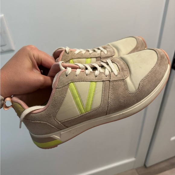 Vionic Shoes - Vionic Women’s Rechelle Nude Leather Retro Colorful Casual Lace-Up Sneakers